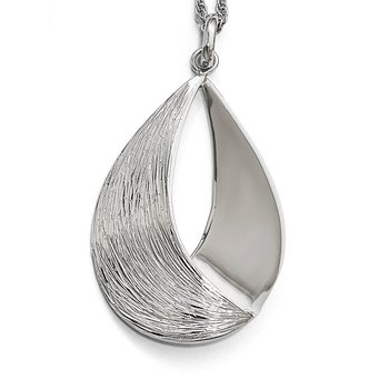 Sterling Silver Radiant Esse RH-plat Polish/Textured Pendant QLF607
