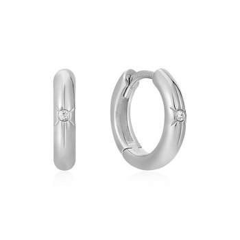 Silver Star Huggie Hoop Earrings E048-02H