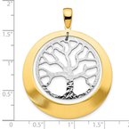 Leslie's Sterling Silver RH-plat and Gold-tone Textured Tree Pendant QLF624