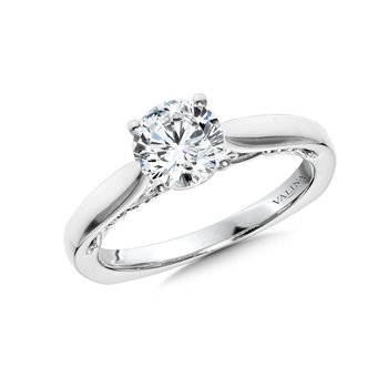 Tapered Diamond Solitaire Engagement Ring w/ Spiral Diamond Undergallery R1043W