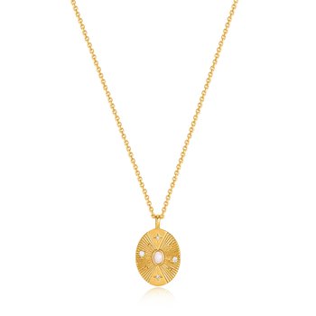 Gold Scattered Stars Kyoto Opal Disc Necklace N034-03G
