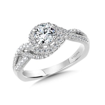 Spiral Shank & Halo Engagement Ring R1004W