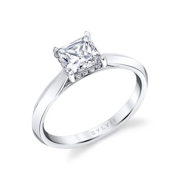Round Cut Hidden Halo Solitaire Engagement Ring - Fae S2500