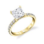Sylvie Round Cut Classic Wide Band Engagement Ring - Malencia S2993