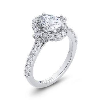 14K White Gold Oval Diamond Halo Engagement Ring (Semi-Mount) CAO0233EH-37W-1.50