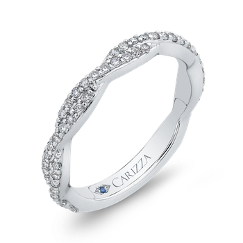 14K White Gold Round Diamond Crossover Wedding Band CA0246BQ-37W-1.00