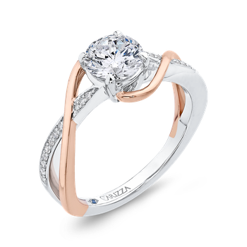 14K Two-Tone Gold Round Diamond Engagement Ring with Split Shank (Semi-Mount) CA0282EH-37WP-1.00