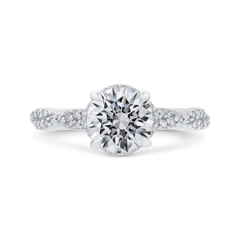 14K White Gold Round Diamond Crossover Shank Engagement Ring (Semi-Mount) CA0434EH-37W-1.50