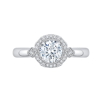 Round Diamond Cathedral Style Engagement Ring In 14K White Gold (Semi-Mount) CA0162E-37W