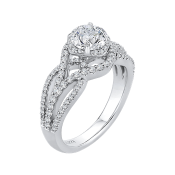 14K White Gold Round Diamond Engagement Ring with Split Shank (Semi-Mount) CA0125EH-37W