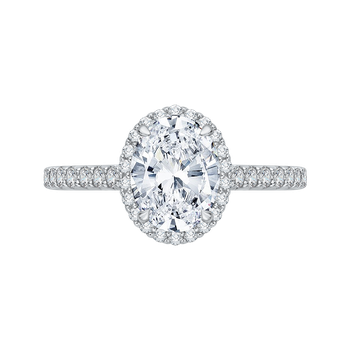 14K White Gold Oval Cut Diamond Halo Engagement Ring (Semi-Mount) CAO0210E-37W-1.50